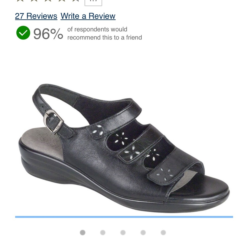 SAS women’s Black Leather Quatro Sandals size 7 slim